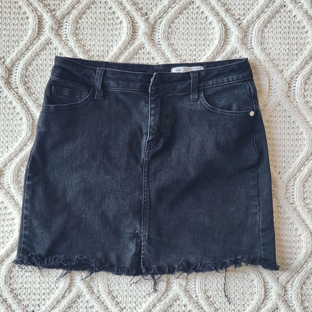 I & M High Rise Black Denim Mini Skirt Size M
